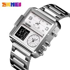 Skmei Sports Quartz Waterproof Tiple time - Silver